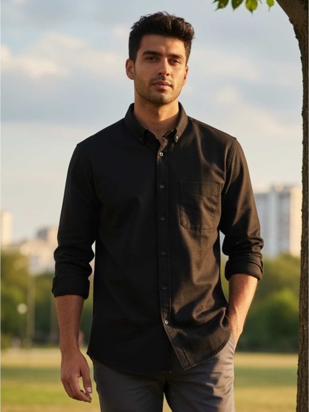 Harriton Men’s Small Black Long Sleeve Button Down Shirt NWOT